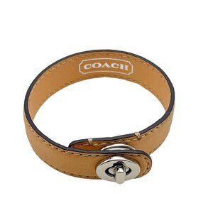 Coach Signature Wrap Turnlock Nude Leather Bracelet